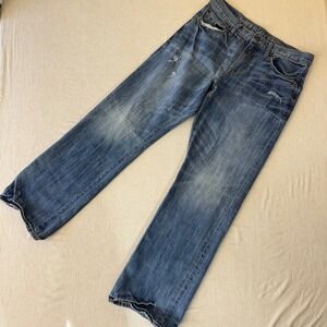 American Eagle Relaxed Fit Jeans Mens 32x32 Medium Wash Blue Distressed Denim